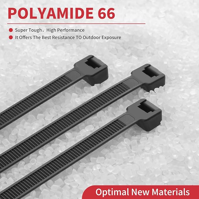 BethTie 500 Pack Black Zip Ties Heavy Duty Assorted Sizes, 8+12+14+18 Inch Cable Ties, 220lbs Ultra Strong Tensile Strength, Industrial Plastic Ties Wrap Assortment Cord Management for Outdoor Use