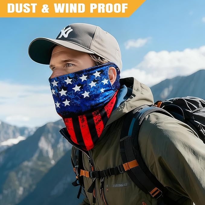 HONGTEYA 6 Pack Summer Neck Gaiter, UV Protection Cooling Face Mask, Breathable Bandana Head Scarf for Men Women