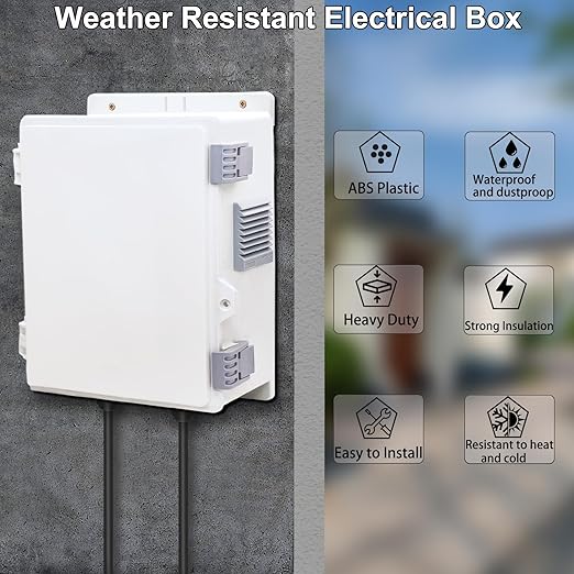 Outdoor Electrical Junction Box, Ventilation and Heat Dissipation ABS Plastic Project Enclosure with Internal Mounting Panel 9.2"x 7"x 4.6"