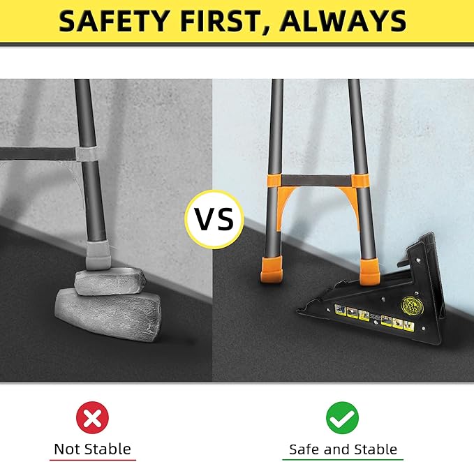 Ladder Leveler, Pitch Hopper, Ladder Stabilizer with Storage, Ladder Levelers for Stairs and Extension Ladders, Easy to Use, Conquer Uneven Ground (Regular Black)