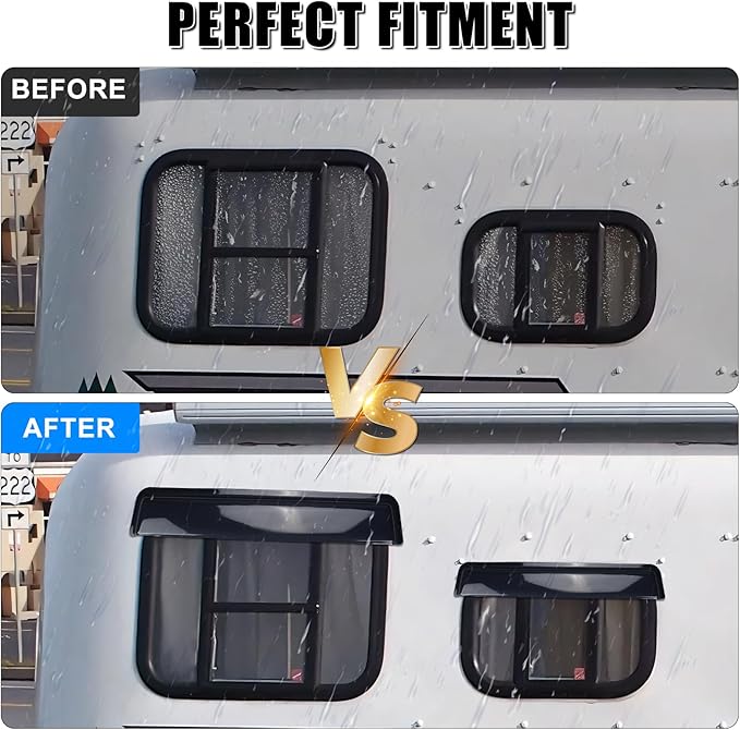 RV Window Visor Deflector, Rain Guard Extra Durable Sun Wind Air Side Vent Deflector Fits for 18-24inch Wide Window