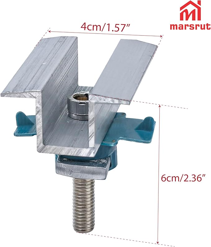 10Pcs Solar Panel Clamps for Unistrut System, Mounting Clamp Bracket, Adjustable Wide PV Photovoltaic Support Mid Mount Clips, Aluminum Secure Hardware Kit with Nut Bolt Fit Standard Roof Solar Panel