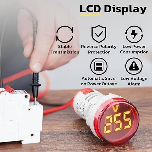 DROK AC 500V Voltage Meter, 3pcs AC 60-500V 110v 220v Voltage Monitor Digital Larger LED Screen Voltmeter Volt Detetor Green Red Yellow Signal Indicator Light Panel