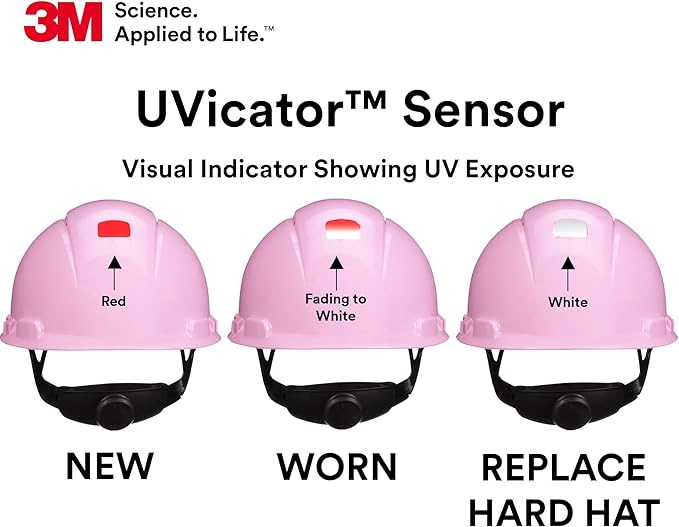 3M Hard Hat SecureFit H-700 Series Cap Style Safety Helmet with Uvicator Sensor, 4-Point Pressure Diffusion Ratchet Suspension