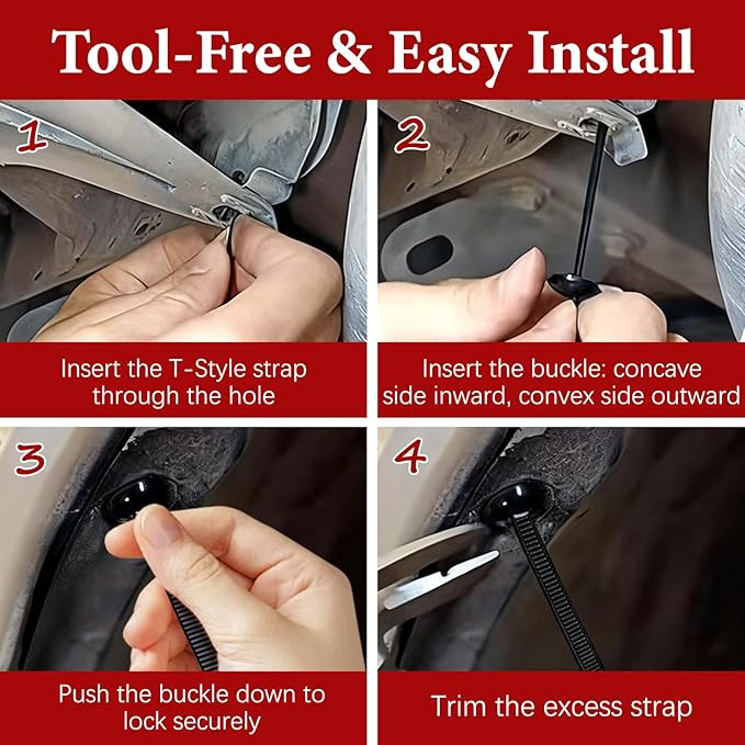 150Pcs Nylon Universal Cable Tie Buckle for Car, New Multifunctional Nylon Zip Ties,Heavy-Duty Self-Locking UV Resistant Cable Ties for Engine Bumper Retainer Fender Liner