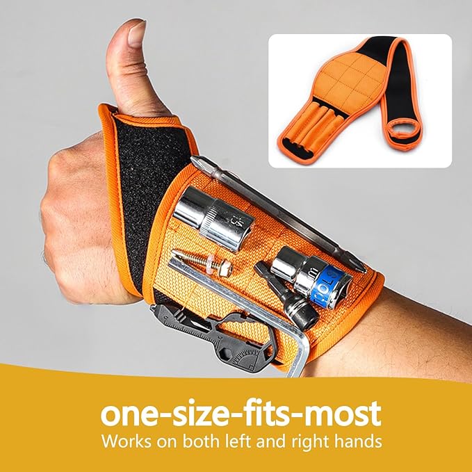 Magnetic Wristband for Holding Tools Adjustable Magnetic Wristband with 16 Strong Magnets for Screws and Nails, Drill Bits, Bolts Ideal Father's Day Gift Wrist Magnetic Tool Holder