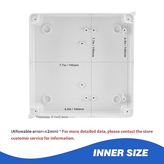 Waterproof Electrical Junction Box (7.9"x7.9"x3.1") with 12 Reserved Holes for Electronics - Sturdy ABS Plastic IP65 Dustproof Project Enclosure - White, (200x200x80mm)