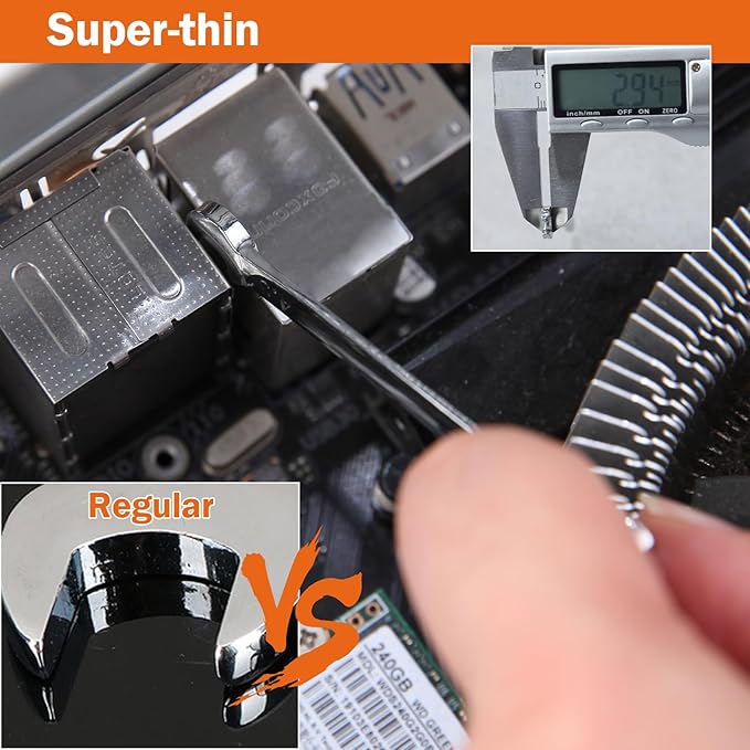 Mini Double Open End Wrench Set Metric and SAE 20 Pcs 4-11mm & 5/32" to 7/16" Mirror Chrome Finish Super Thin Open Ended Spanner Double Angle Head with Portable Storage Pouches