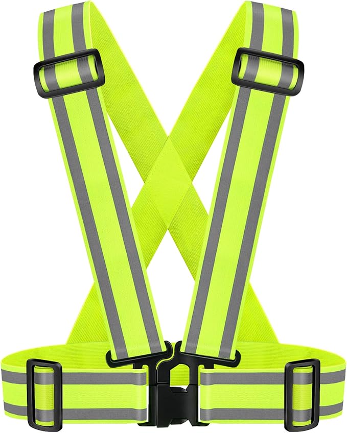 High Visibility straps |Safety Vest |Adjustable & Elastic | Reflective Running Gear for Jogging,Walking,Cycling,Construction Workers,Motorcycle,Men,Women (1, XXL-YELLOW)