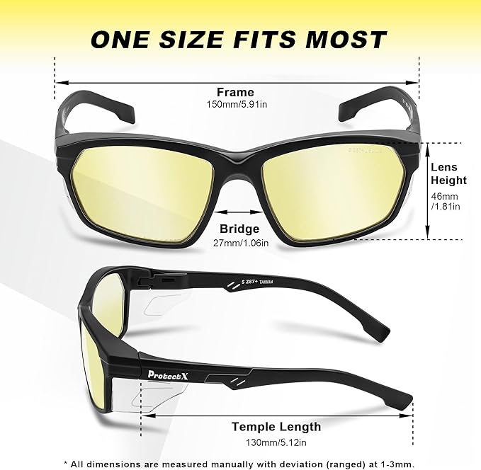 ProtectX Classic Safety Glasses, Anti-Fog Scratch Resistant Lenses, Protective Eyewear for Work, Indoor/Outdoor, ANSI Z87.1