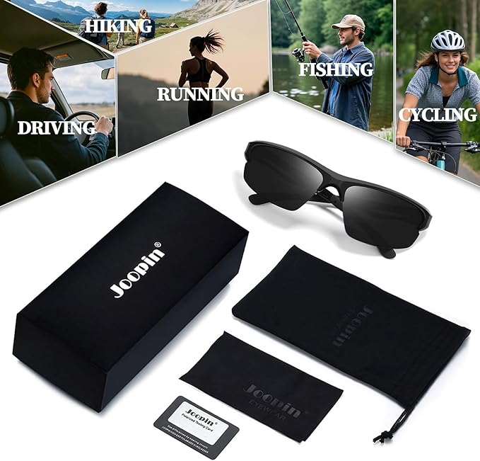 Joopin Sports Sunglasses Polarized UV400 Protection Wrap Around Sun Glasses Shades for Men Women