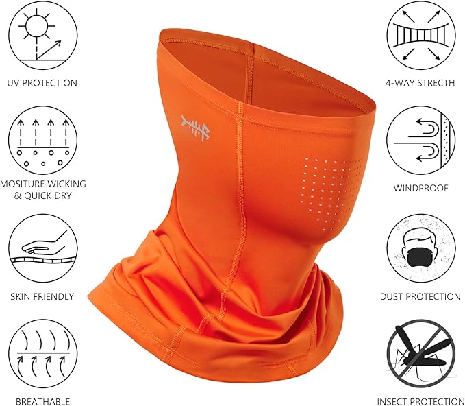 BASSDASH Neck Gaiter Mask UPF 50 Sun Protection for Men & Women, Fishing, Hiking, Outdoor