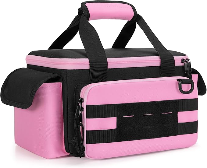 Pink Tool Bag for Women, Tool Storage Organizer with Anti-friction and Thick Padded Bottom, Tactical Range Bag, Multi-functional Work Bag for Repairman, Electrician, Carpenters, Pink