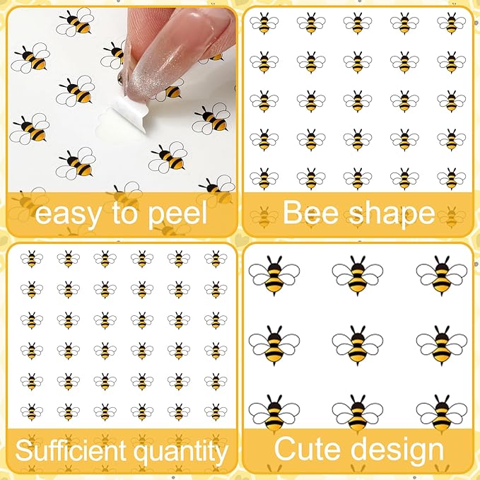 JarThenaAMCS 2400Pcs Summer Mini Bee Sticker Cartoon Paper Small Decals Cute Yellow Buzz Bee Self-Adhesive Stickers for Holiday Envelopes Scrapbook Gifts DIY Supplies, 0.5 in