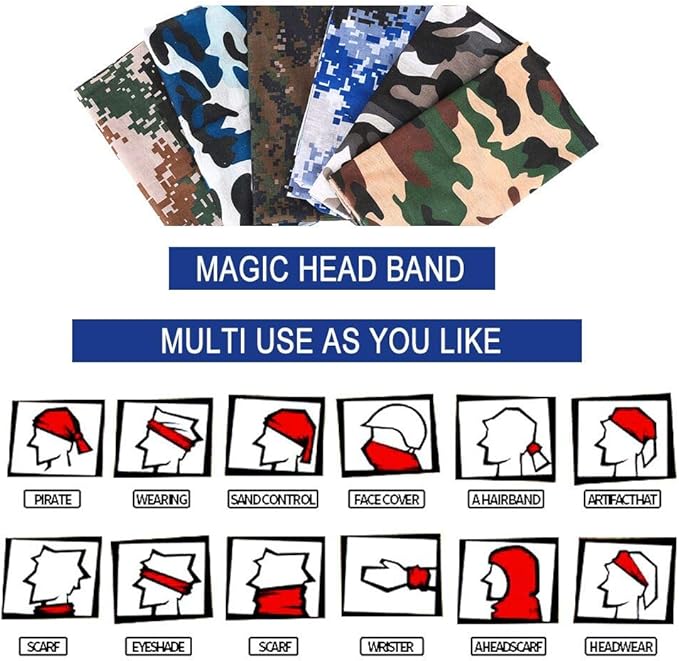 6-Pack Balaclava Face Mask for Men & Women - UV Protection Neck Gaiter, Multi-Use Cycling Mask & Breathable Headband