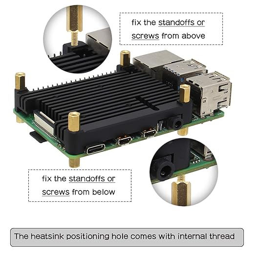 Geekworm 11mm Thickness Embedded Heatsink (P165-B) for Raspberry Pi 4, Armor Aluminum Radiator Compatible with Raspberry Pi 4 Model B Computer and Pi 4 Expansion Board Support POE Extension