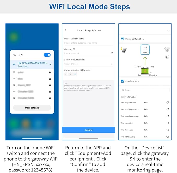 EPEVER WiFi Adapter Accessorry for MPPT Solar Charge Controller APP Remote Monitor (EPEVER-WiFi-2.4G-RJ45-D)