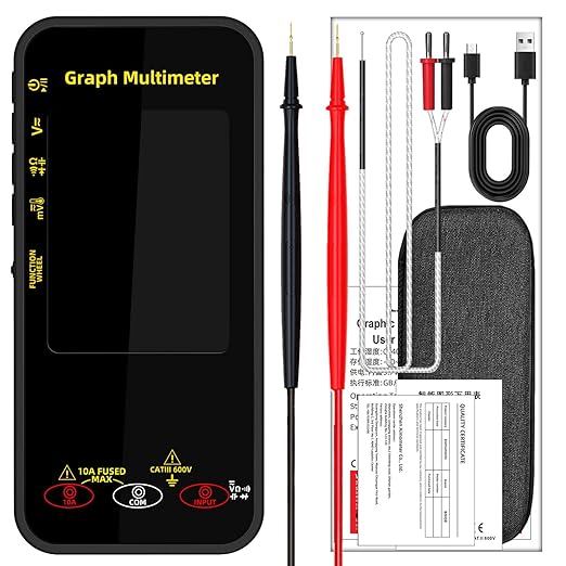 BSIDE 20000 Counts Digital Multimeter Date Recorder, 0.1mA/10uV/1000V with Smart Mode, 360-Degree Rotate LCD with Rechargeable, Measures Amp Cap Diode Temp MAX/MIN/Peak Voltage for Photovoltaic Miners