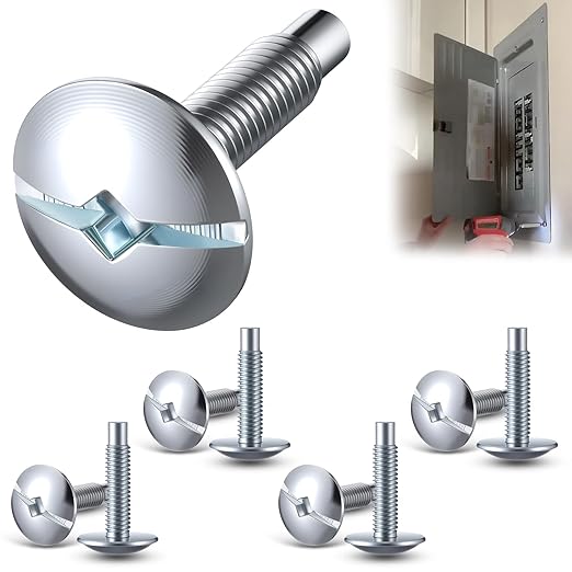 9 Pack Electrical Panel Screws for Square D Load Center, Zinc Coated Breaker Box Cover Screws, 1/4-Inch Thread Size Compatible with Siemens & Murray, QO & Homeline Panels Screw (Silver)