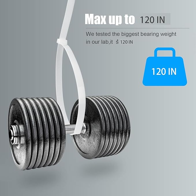 White Zip Ties Heavy Duty 22 Inch 120lb Extra Large Cable Tie Wraps Long Plastic Wire Ties Wide Big Strong Thick Zipties 50 Pack
