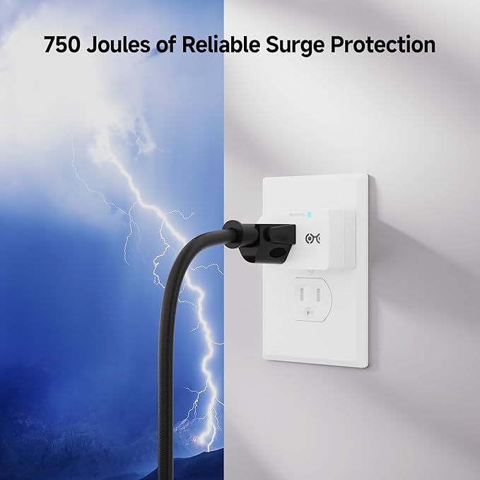 [ETL Listed] Cable Matters 3-Pack Non-Blocking 750 Joules (500V Clamping Voltage) Single Outlet Surge Protector, 15A / 1875W, Wall Surge Protector Outlet, White