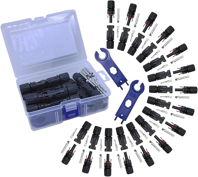 MC4 Connector Professional Grade Solar Power Connector 15 Pairs (Male/Female) of Solar Connector PV Plus a Complimentary Pair of Wrenches Durable IP67 Waterproof Solar Panel Connector