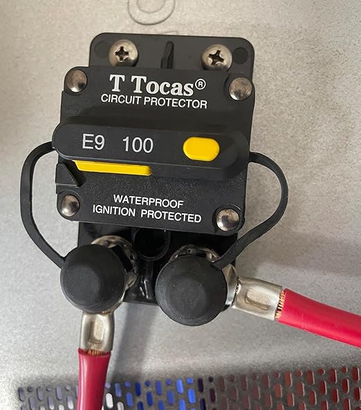 E9 100A Double 3/8" Studs Surface-Mount Circuit Breaker with Manual Reset | 12V - 72V DC, 100 Amp Breakers Switchable Waterproof IP67