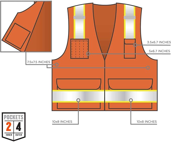 Ergodyne Unisex Two-tone Class 2 Two Tone Surveyors Vest, Orange, XX-Large-3X-Large US