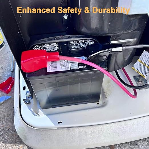 Battery Terminal Connectors, Complete kit Battery Terminals, Brush, with 4 Pcs 2 Gauge 3/8" Copper Lugs, 4 Heatshrink tubes, 2 Terminal Covers and 2 Anti Corrosion Washers For Car/Boat/Tractor