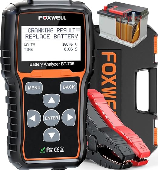 Car Battery Tester 24V 12V, FOXWELL BT705, GRS Certified Professional Automotive 100-2000CCA Load Tester, Digital Cranking Charging System Alternator Analyzer for Shop Mechanic Heavy Duty Truck Boat