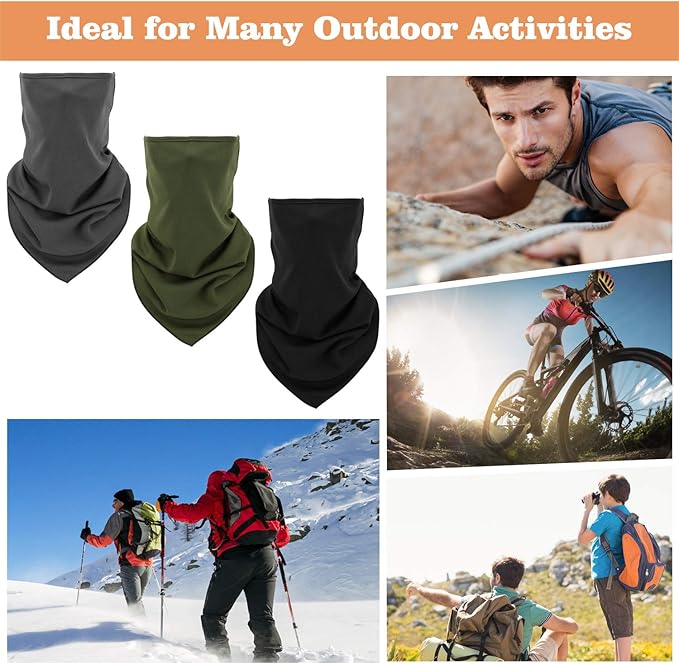 MoKo Scarf Mask Bandana with Ear Loops 3 Pack, Neck Gaiter Balaclava Dust UV Sun Protection Outdoors Face Mask for Women Men