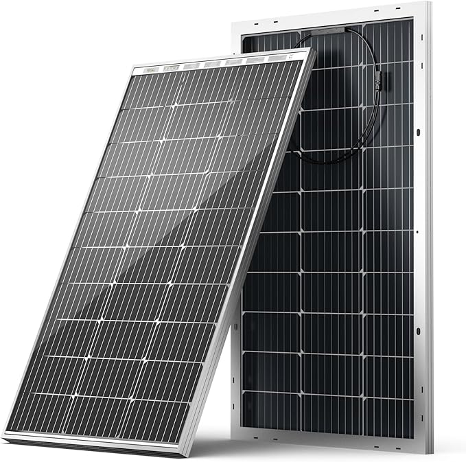 HQST Bifacial 100W 12V Solar Panel, 9BB Monocrystalline Solar Panels with 25% High Efficiency Module PV Power for Battery Charging Boat, Caravan and Other Off Grid Applications