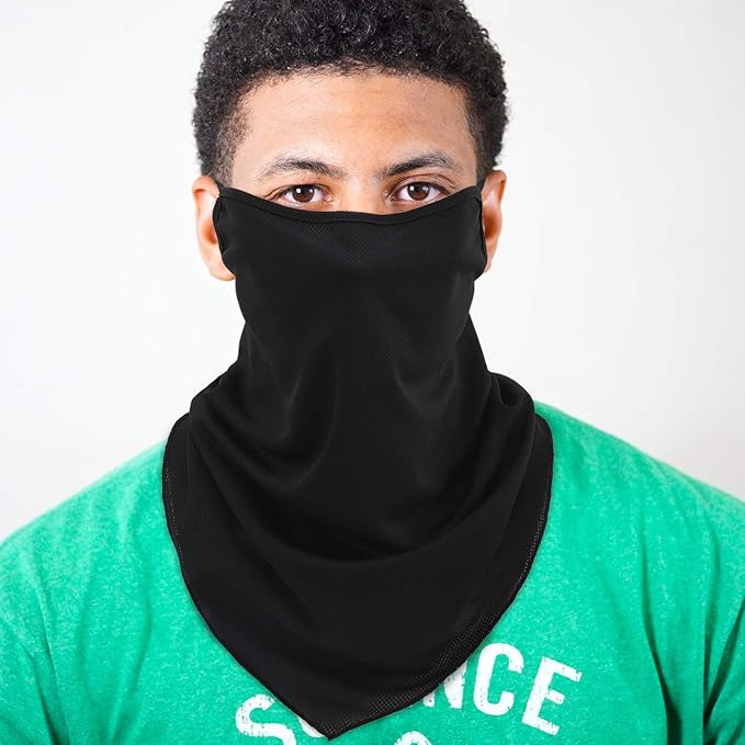 MoKo Scarf Mask Bandana with Ear Loops 3 Pack, Neck Gaiter Balaclava Dust UV Sun Protection Outdoors Face Mask for Women Men