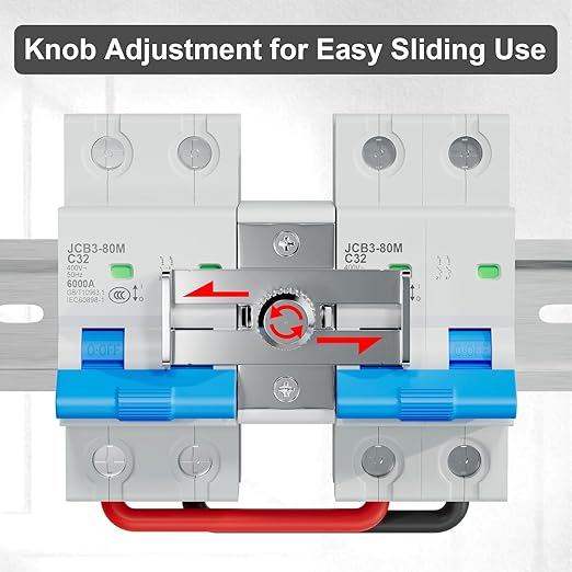 32 Amp Dual Power Manual Transfer Switch, 2Pcs 2-Pole Circuit Breakers with Single-Side Slide Lock, DIN Rail Included, Ideal for Industrial and Home Use
