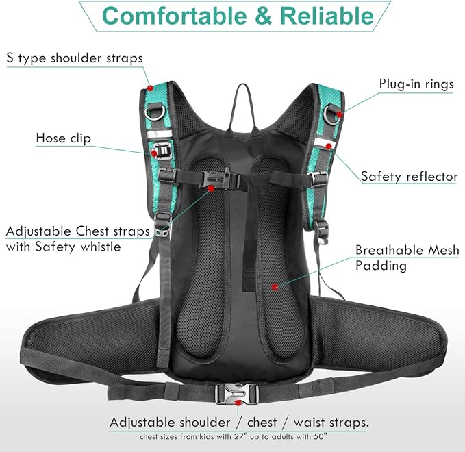 Hydration Pack, Insulated Hydration Backpack with 2L BPA Free Water Bladder and Storage, Hiking Backpack for Men, Women, Kids for Running, Cycling, Camping - Keep Liquid Cool up to 5 Hours