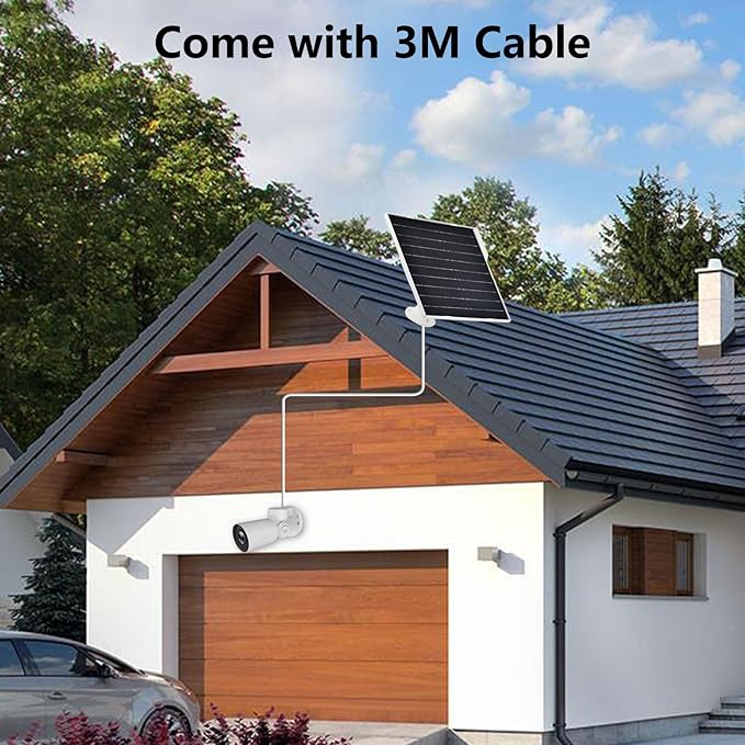 9W Solar Panel for Security Cameras, IP65 Waterproof with 360° Bracket & 9.8FT Cable, 5V Solar Power for Rechargeable Battery Cameras (USB-C/Micro USB)