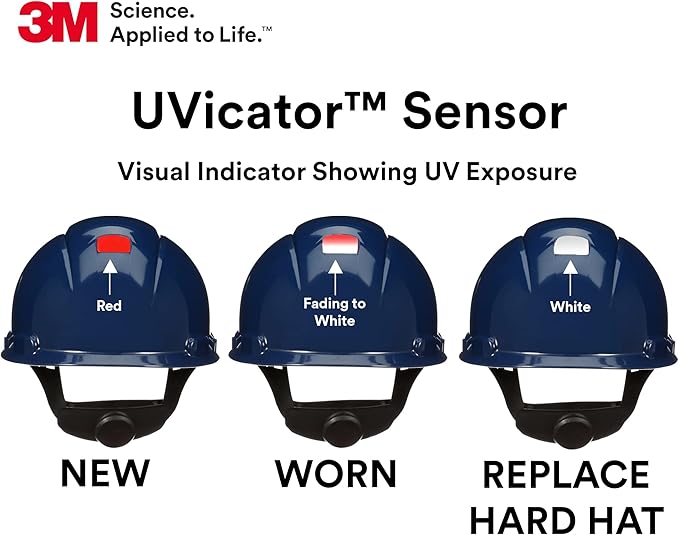 3M Hard Hat SecureFit H-700 Series Cap Style Safety Helmet with Uvicator Sensor, 4-Point Pressure Diffusion Ratchet Suspension