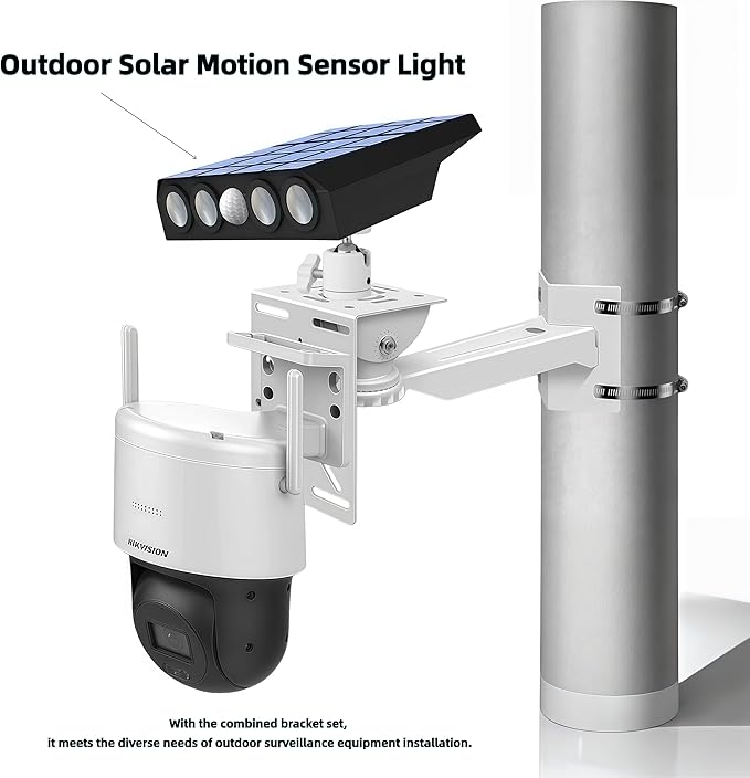 Security Camera Mount System - Modular 3-in-1 Adjustable Clamp-on Bracket | Fit Pole/Corner/Wall, ndoor Outdoo Screw & Clamp Installation for CCTV, Flood Lights, Solar Panels