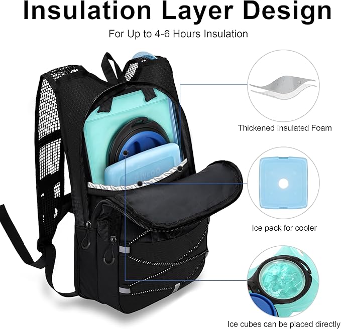 Hydration Backpack - Lightweight Water Backpack with 2L Water Bladder Bag, Running Hydration Vest Backpack for Men Women, Hydration Pack for Hiking, Cycling, Climbing MIYCOO