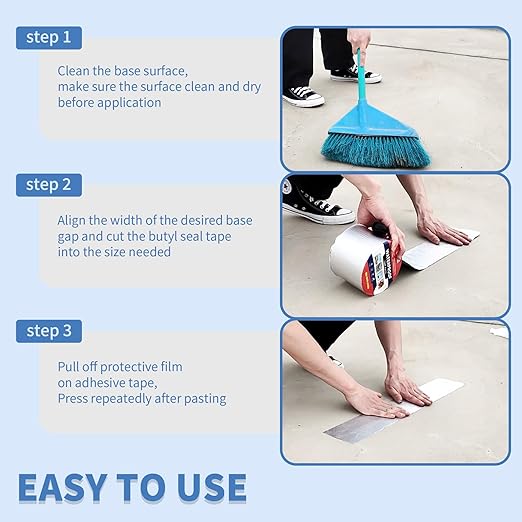 8" W X 16.4'L Waterproof Tape for Leaks Aluminum Butyl Tape with Adhesive for RV Repair, Glass Repairs, Air Mattress Patch, Window Caulking, Boat Sealing, Roof Patching