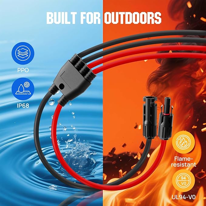 ECO-WORTHY Integrated Solar Connector 2-8 Y Branch Parallel PV Adapter Cable Wire Plug Tool Kit for Solar Panel(M/FFFF+F/MMMM)