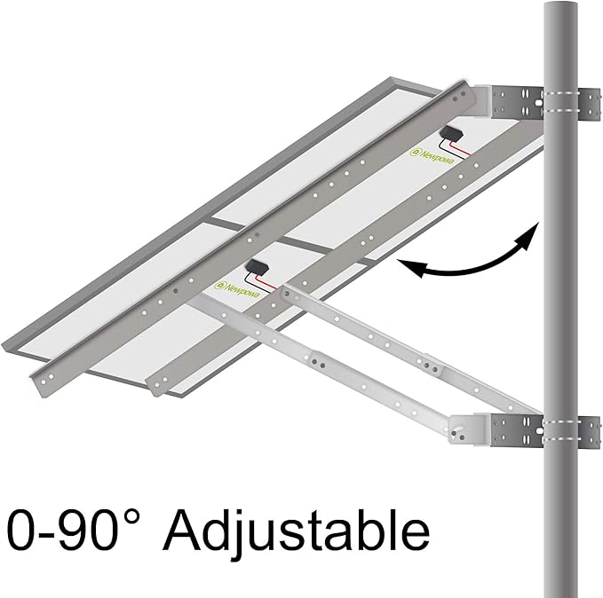 Newpowa Universal Solar Panel Double Arm with Support Pole and Wall Mount Bracket, 0-90° Tilt Angle, up to 400W/55.51" Width