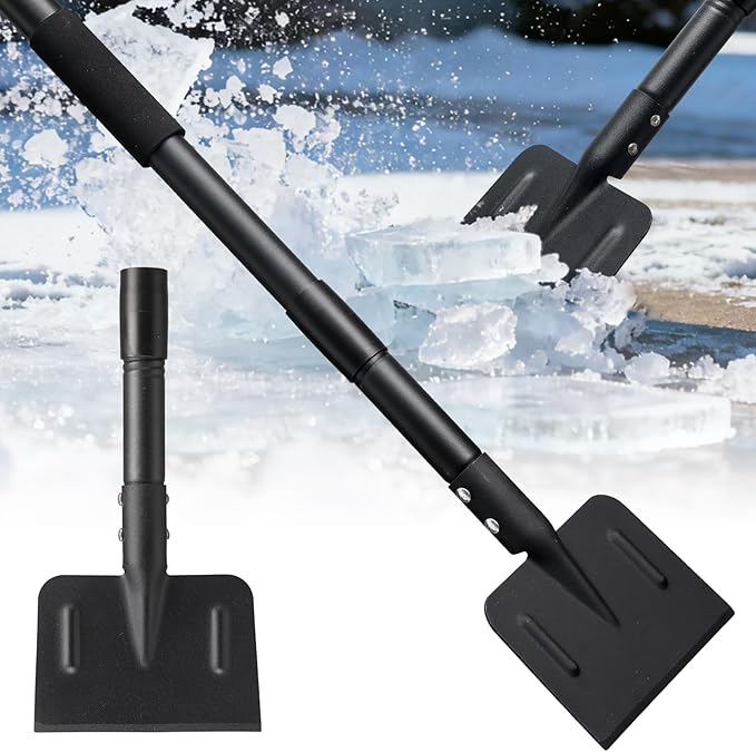 Heavy Duty Flat Shovels Ice Scraper - 67" Long Handle Winter Ice Remover Chopper for Outdoor Floor Freezer,Concrete Tile Cleaning, Metal Snow Removal Scrapers for Driveway & Sidewalk