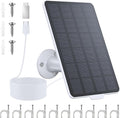 3W Solar Panel for Battery-Powered Security Cameras,USB-C & Micro USB Solar Charger for Wireless Outdoor Cameras,IP65 Waterproof, 9.8ft Cable, 360° Adjustable Mount (White, 1 Pack)