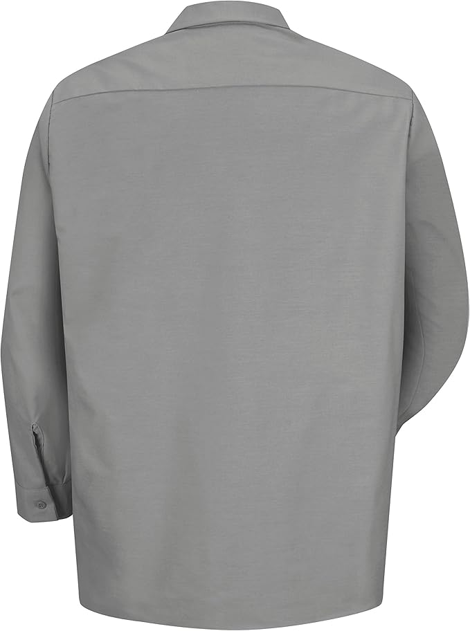 Red Kap Men's Long Sleeve Industrial Work Shirt | Moisture Wicking Button Up, Wrinkle Resistance Fights Fading & Stains
