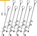 Ground Anchors Heavy Duty, 8 Pack Fully Welded Solid Steel Ground Anchors Screw in with 2.9" Spiral Blade, Trampoline Earth Stakes Auger Anchors for Sheds, Mobile Home, Tent, Swing Set