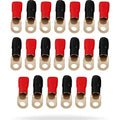 InstallGear 1/0 Ring Terminal Connectors - 1/0 Gauge AWG Tinned Pure Copper Lugs with Heat Shrink (20Pack-10 Positive/10 Negative) Electrical Connectors, Heat Shrink Wire Connectors for 1/0 Gauge Wire