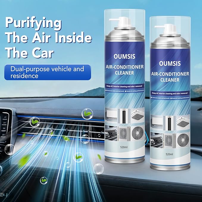 Air Conditioner Cleaner, Professional Cleaner Foam Spray, Foaming Coil Cleaners for AC Unit, Heating, Refrigerator, Multifunctional Cleaner Spray Bottle Breaks Down Dirt, Dust and Grease 2 Pack