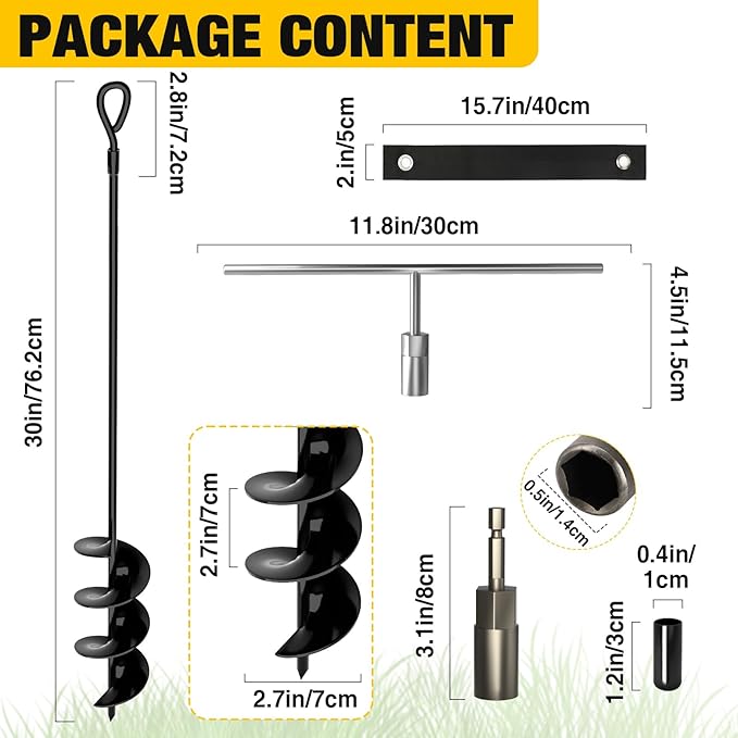 MIXC 30 Inch Heavy Duty Ground Anchors Screw in, 4 Pack Spiral Trampoline Stakes with Straps, Drill Adapter and Upgraded T-Wrench, 2.76'' Wider Blades for Swing Set, Shed, Carport, Mobile Home