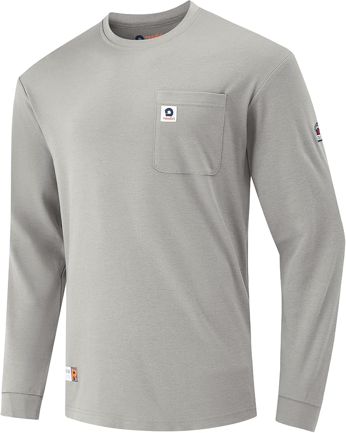 FR Shirts for Men 6.5oz Lightweight Fire Resistant Shirts for Men Long Sleeve NFPA2112/CAT2